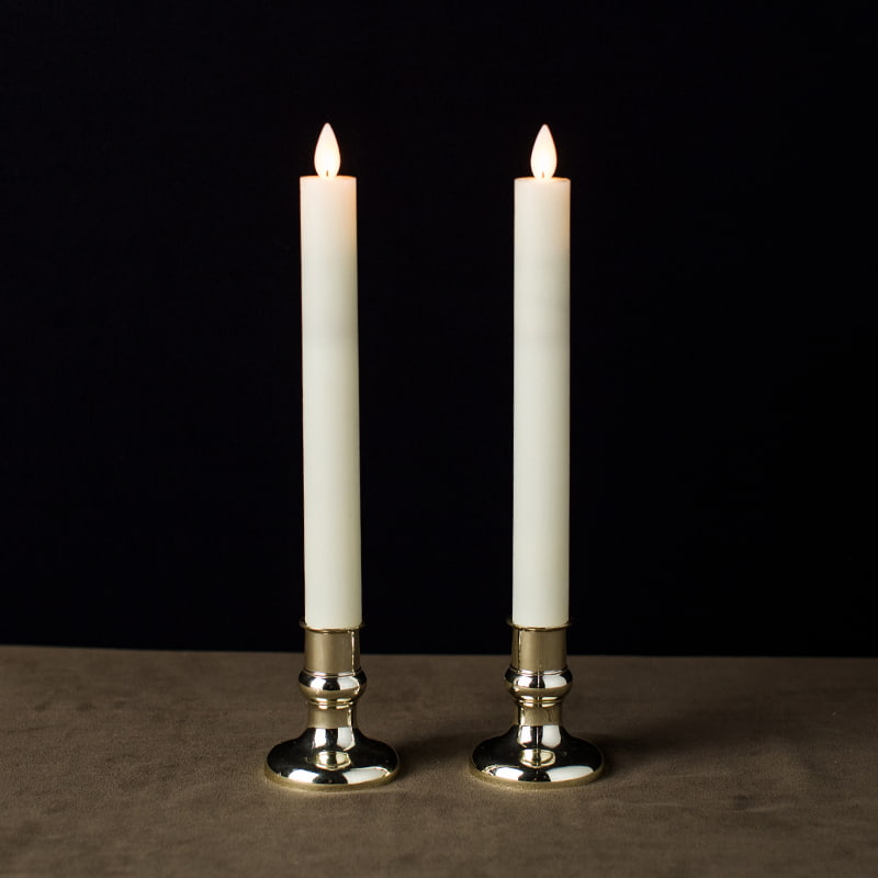 Candele coniche senza fiamma tremolanti color avorio