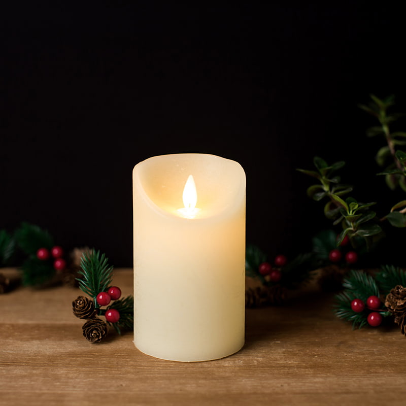 Set di 3 candele senza fiamma in vera cera avorio