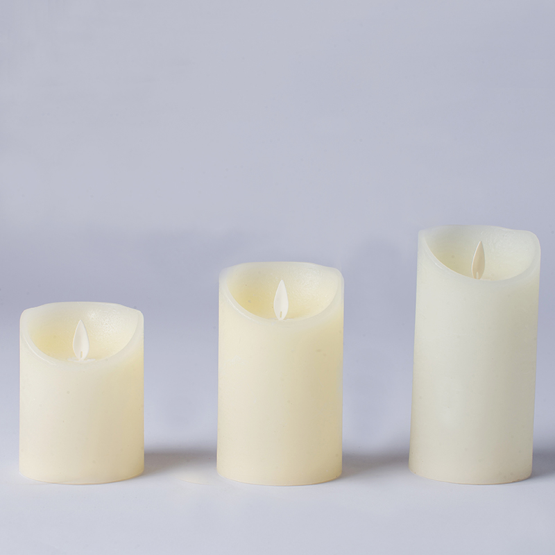 Set di 3 candele senza fiamma in vera cera avorio