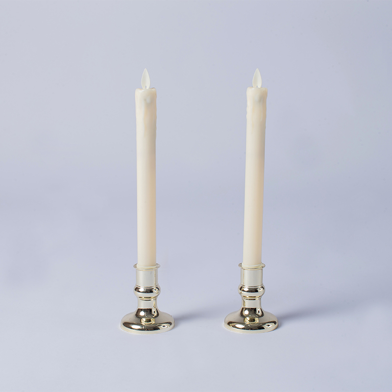 Confezione da 2 candele coniche senza fiamma in cera gocciolante
