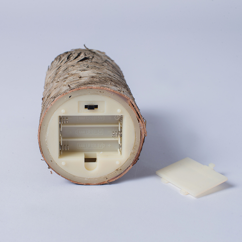Set di 3 candele a colonna alimentate a batteria in corteccia di betulla