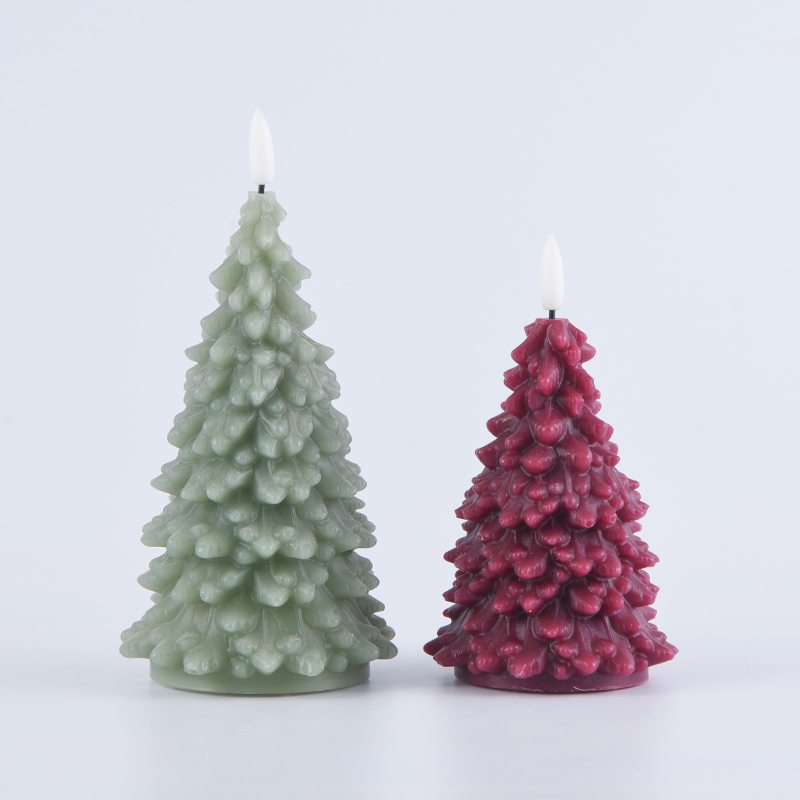 Candela verde alimentata a batteria con albero di Natale