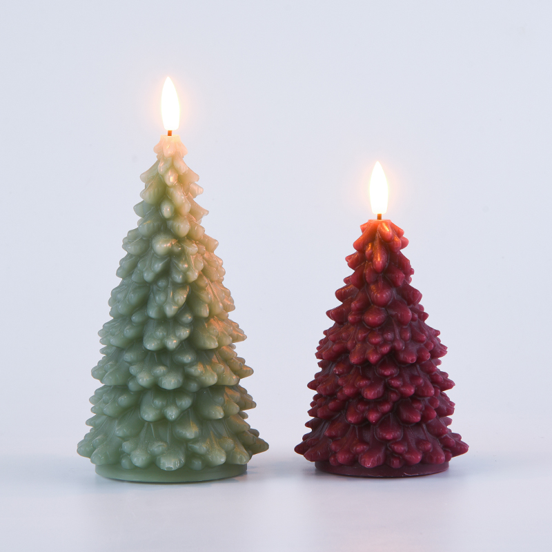 Candela verde alimentata a batteria con albero di Natale