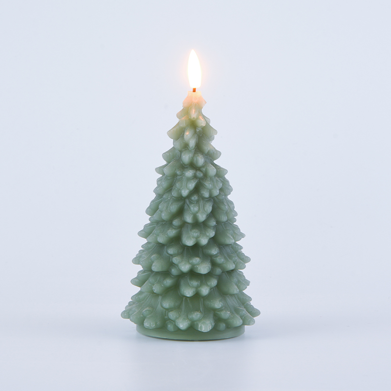 Candela verde alimentata a batteria con albero di Natale